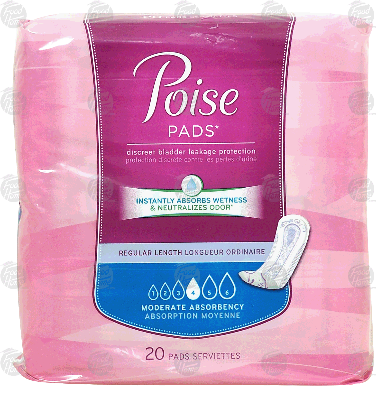 Poise Pads discreet bladder leakage protection, regular length, moderate absorbency Full-Size Picture